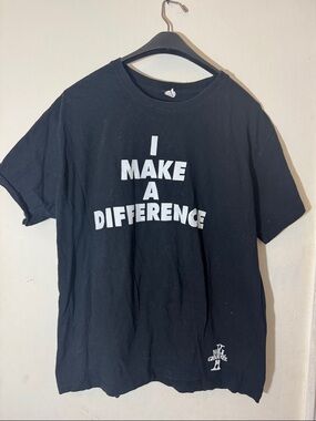 Keya Black Graphic 'I Make A Difference' Men's Tee Sz XL Soft Spun Cotton Unisex